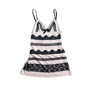 VS Sexy Little Things Pink Black Lace Slip dress Y2K Size Small